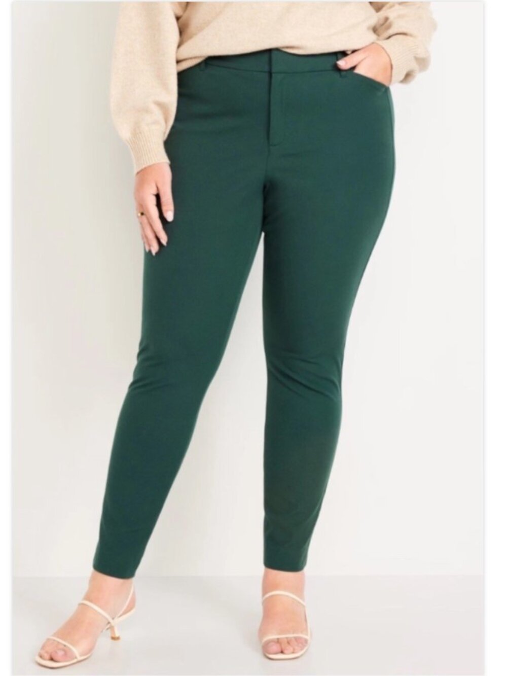 Old Navy Green High Rise Stretch Pixie Skinny Pants Plus 30 Smoothing Pockets